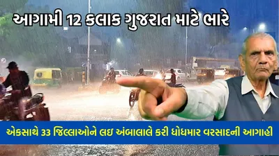 આગામી 12 કલાક ગુજરાત માટે ભારે  એકસાથે 33 જિલ્લાઓને લઇ અંબાલાલ પટેલે કરી ધોધમાર વરસાદની આગાહી