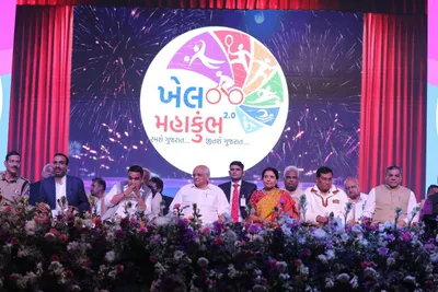 ગુજરાત ખેલ મહાકુંભ 2 0 નો શાનદાર પ્રારંભ  ઇન્ટરનેશનલ મેડલ જીતનાર રમતવીરો પર લાખોના પુરસ્કારનો વરસાદ