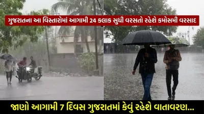 ગુજરાતના આ વિસ્તારોમાં આગામી 24 કલાક સુધી વરસતો રહેશે કમોસમી વરસાદ  જાણો આગામી 7 દિવસ ગુજરાતમાં કેવું રહેશે વાતાવરણ   
